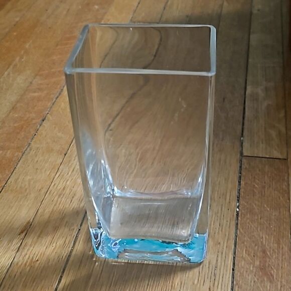 Vintage MCM High Quality Heavy Cut Glass Rectangle Heavy Vase - Picture 1 of 6